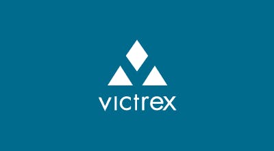 Victrex logo on blue BG