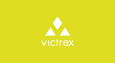 Victrex logo on yellow bg