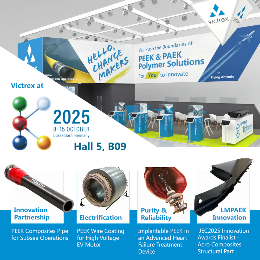 Victrex Background „Hello Change Makers“: Auf der K 2025 treibt Victrex mit modernsten ...
