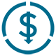 Dollar sign with an arrow pointing downwards 